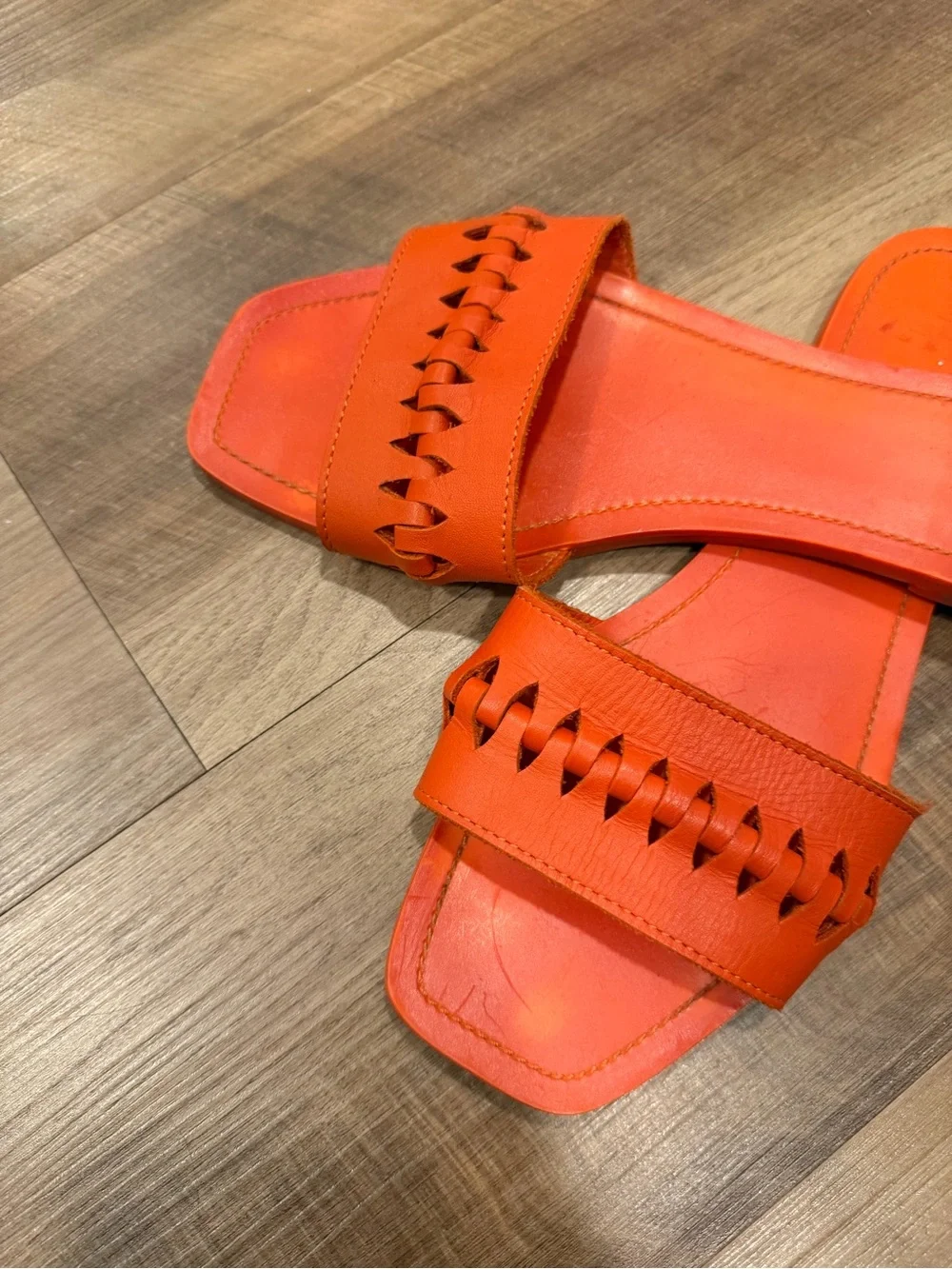 Zara Orange Woven-Detail Slide Sandals - Picture 2 of 2